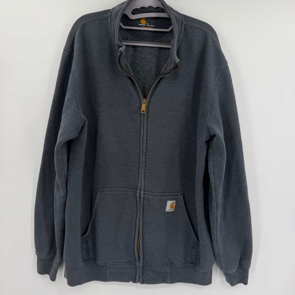 Carhartt Mens Original Fit Full Zip Mock Neck Sweatshirt Gray 102274 021 L
